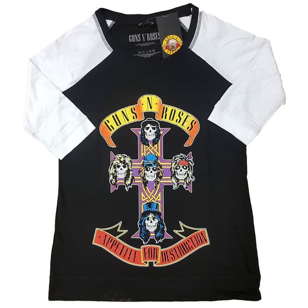 Guns N' Roses Ladies Raglan T-Shirt: Appetite for Destruction (Small)