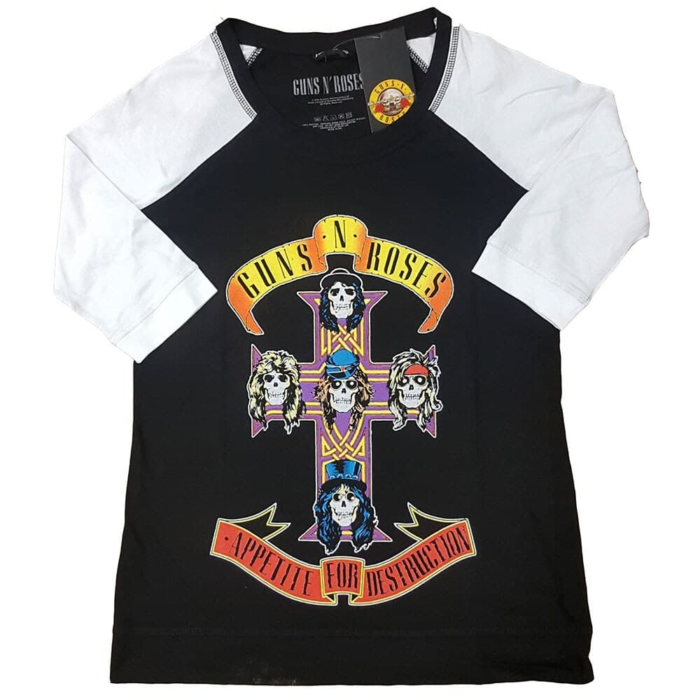 Guns N' Roses Ladies Raglan T-Shirt: Appetite for Destruction (Medium)