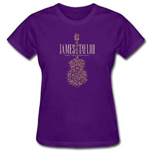 James Taylor Ladies T-Shirt: 2018 Tour Flower Guitar (Ex. Tour) (Small)