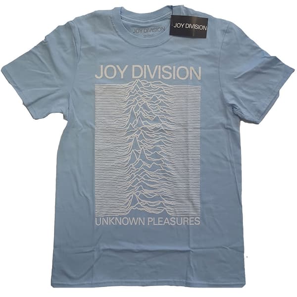 Joy Division Unisex T-Shirt: Unknown Pleasures White On Blue (Small)