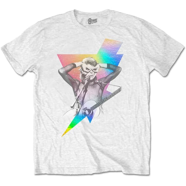 David Bowie Unisex T-Shirt: Holographic Bolt (Foiled) (Small)
