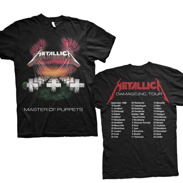Metallica Unisex T-Shirt: Master of Puppets European Tour '86. (Back Print) (X-Large)