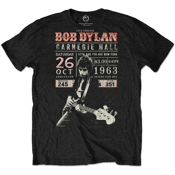Bob Dylan Unisex Eco T-Shirt: Carnegie Hall '63 (Small)