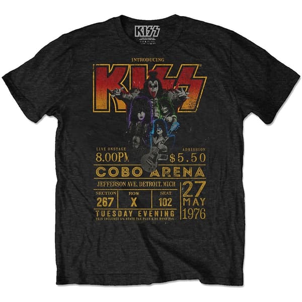 KISS Unisex Eco T-Shirt: Cobo Arena '76 (Large)