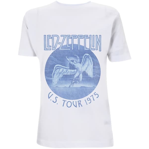 Led Zeppelin Unisex T-Shirt: Tour '75 Blue Wash (Small)