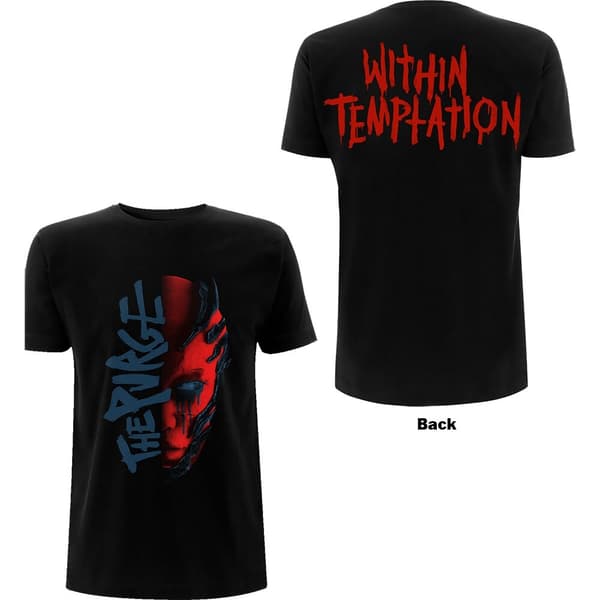 Within Temptation Ladies T-Shirt: Purge Outline (Red Face) (Back Print) (Medium)