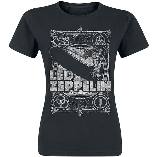 Led Zeppelin Ladies T-Shirt: Vintage Print LZ1 (Medium)