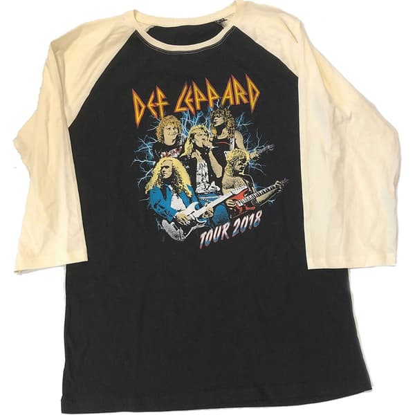 Def Leppard Unisex Raglan T-Shirt: 2018 Tour Photo (Ex. Tour) (X-Large)