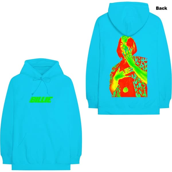 Billie Eilish Unisex Pullover Hoodie: Thermal Photo (Back Print) (Medium)