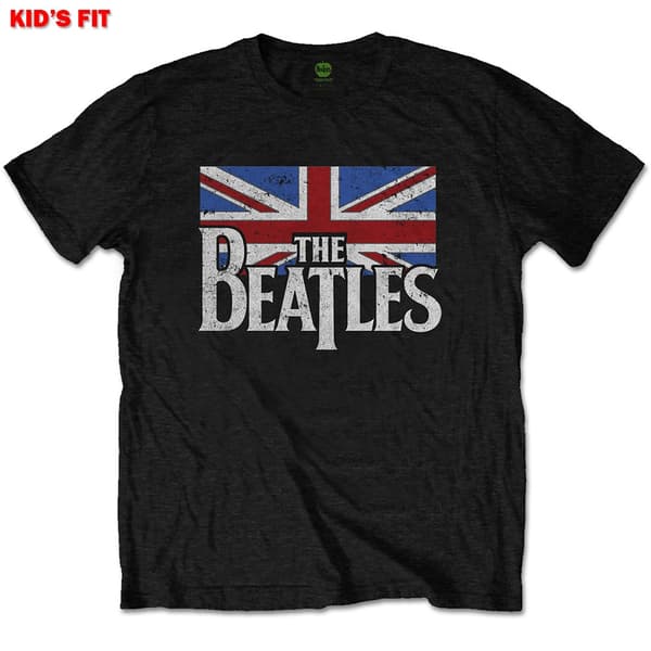 The Beatles Kids T-Shirt: Dop T Logo & Vintage Flag (7-8 Years)