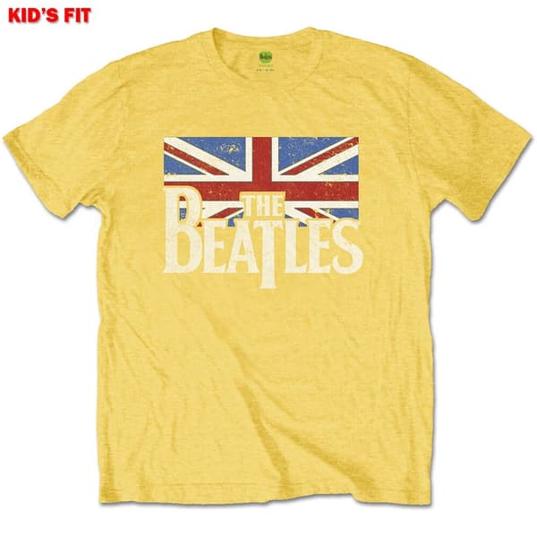 The Beatles Kids T-Shirt: Logo & Vintage Flag (3-4 Years)