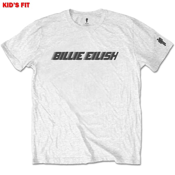 Billie Eilish Kids T-Shirt: Black Racer Logo (Sleeve Print) (13-14 Years)