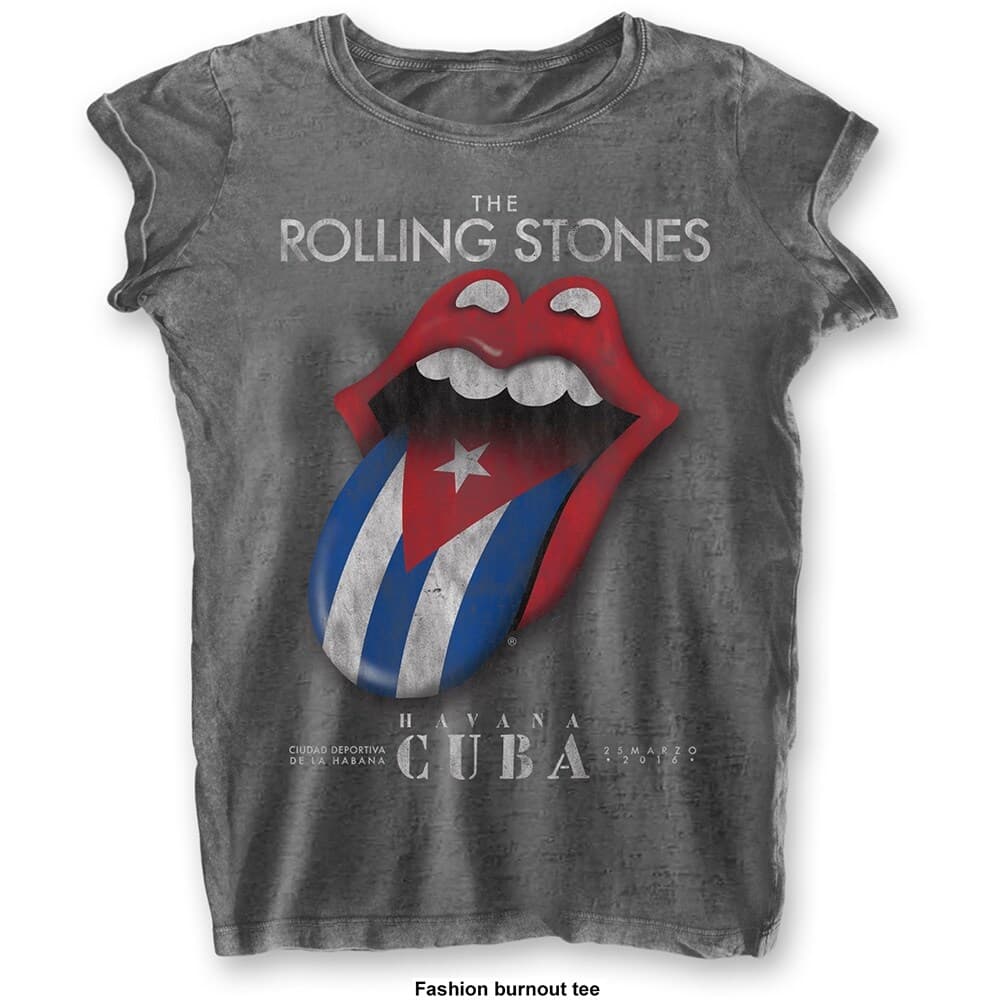 The Rolling Stones Ladies Burn Out T-Shirt: Havana Cuba (XX-Large)