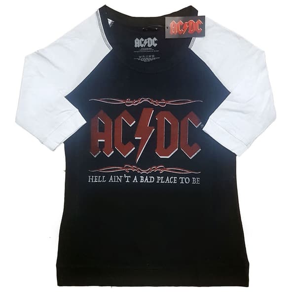 AC/DC Ladies Raglan T-Shirt: Hell Ain't A Bad Place (Large)