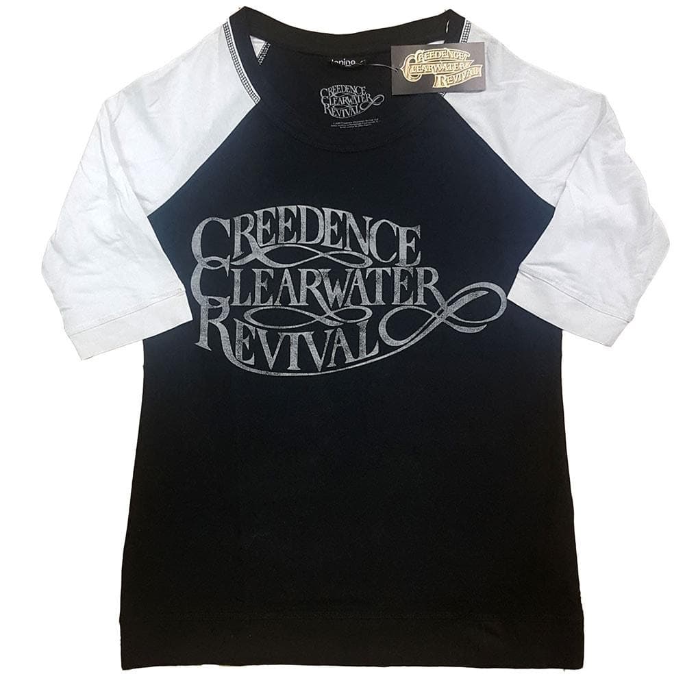 Creedence Clearwater Revival Ladies Raglan T-Shirt: Vintage Logo (X-Small)