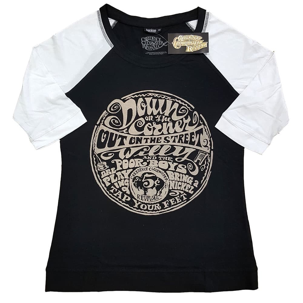 Creedence Clearwater Revival Ladies Raglan T-Shirt: Down On The Corner (XXX-Large)