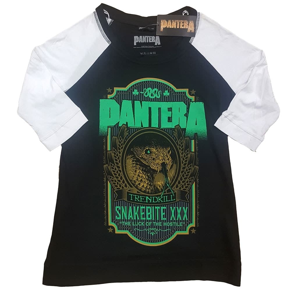 Pantera Ladies Raglan T-Shirt: Snakebit XXX Label (Small)