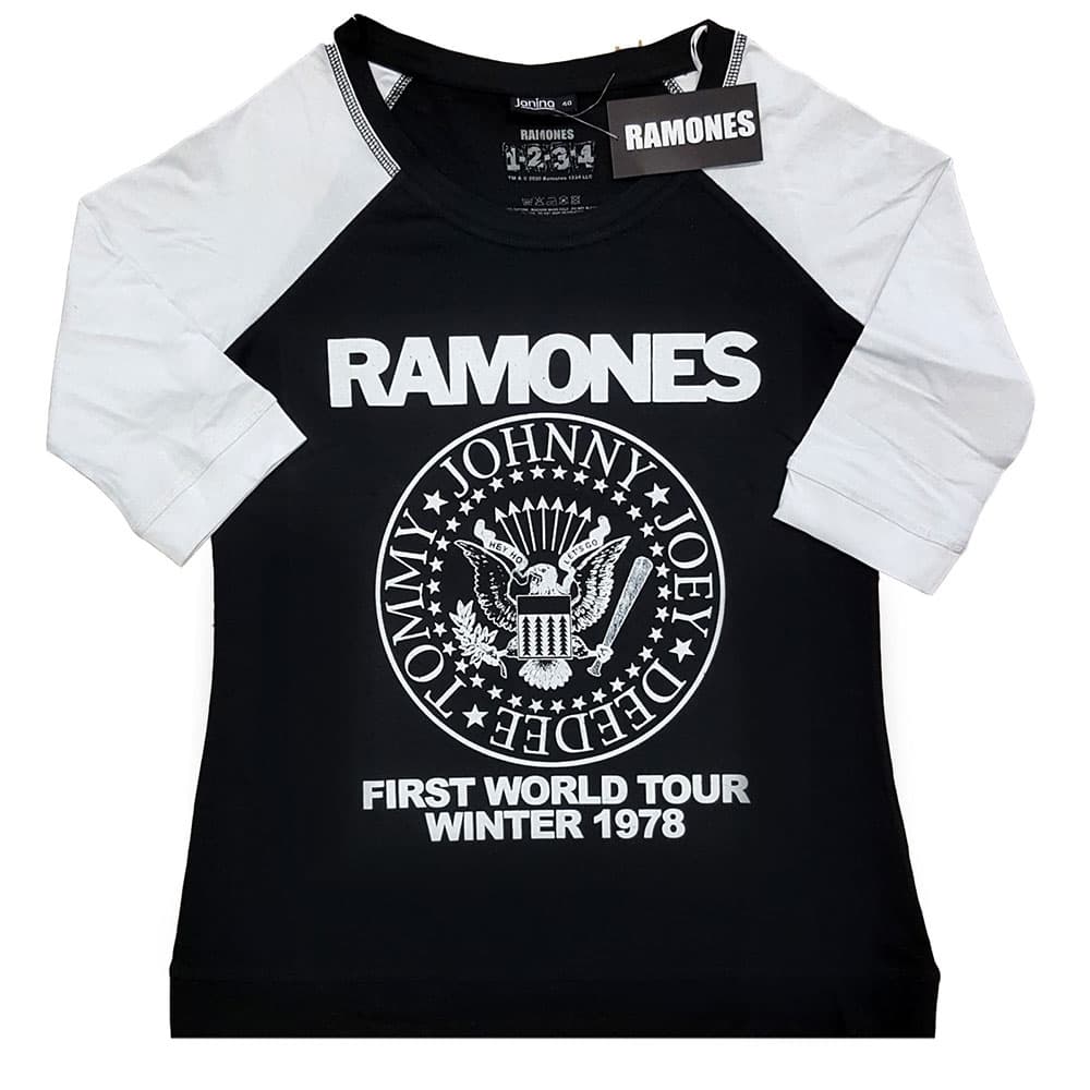 Ramones Ladies Raglan T-Shirt: First World Tour 1978 (X-Small)