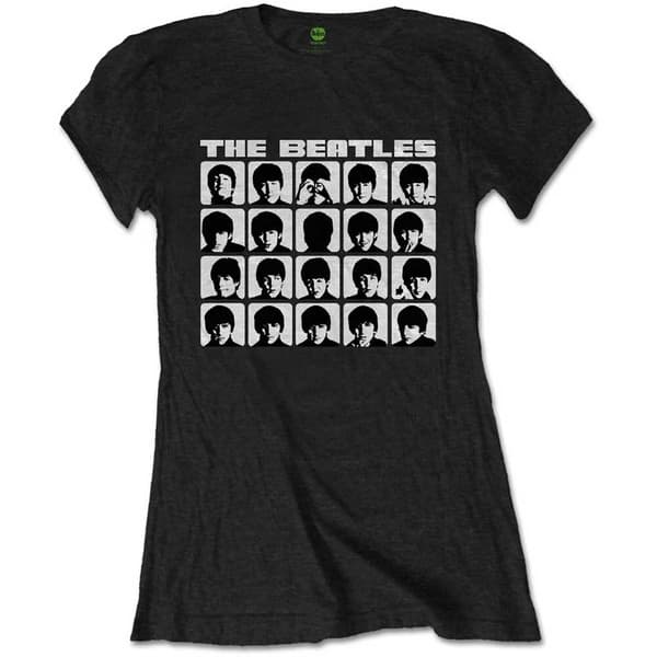 The Beatles Ladies T-Shirt: Hard Days Night Faces Mono (Small)