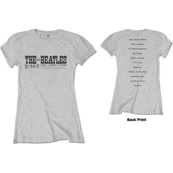 The Beatles Ladies T-Shirt: Budokan Set List (Back Print) (Large)