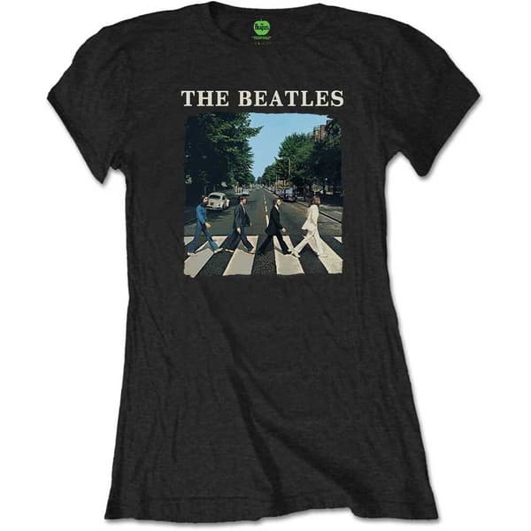 The Beatles Ladies T-Shirt: Abbey Road & Logo (Retail Pack) (Small)