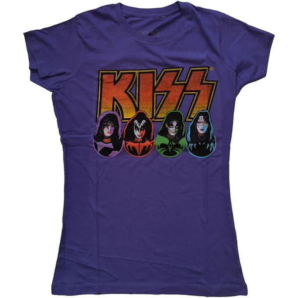 KISS Ladies T-Shirt: Logo, Faces & Icons (X-Small)