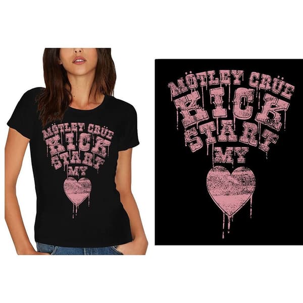 Motley Crue Ladies T-Shirt: Kick Start My Heart (Small)