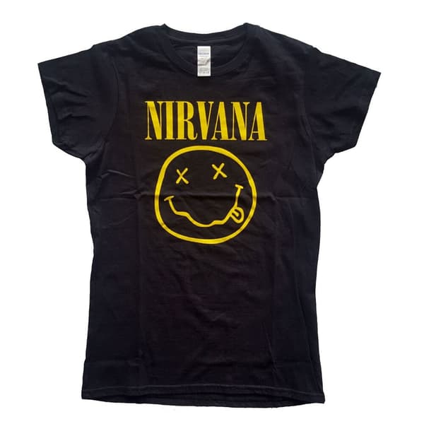 Nirvana Ladies T-Shirt: Yellow Smiley (X-Large)