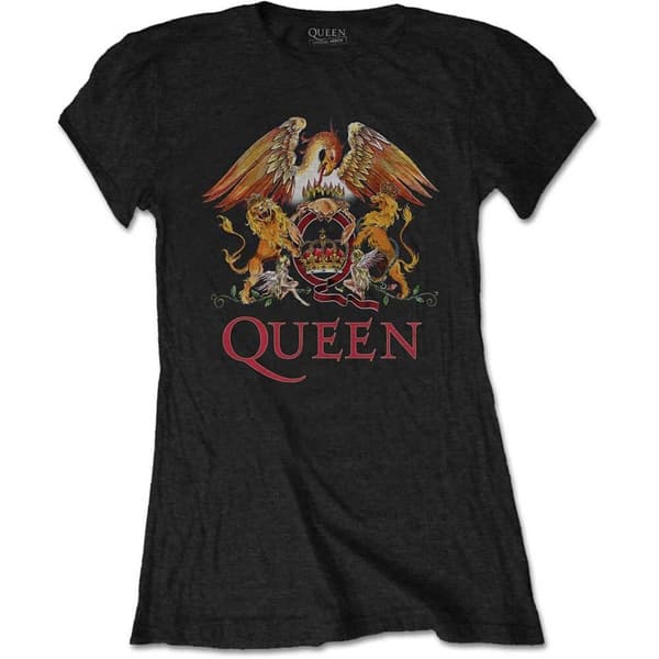 Queen Ladies T-Shirt: Classic Crest (X-Small)