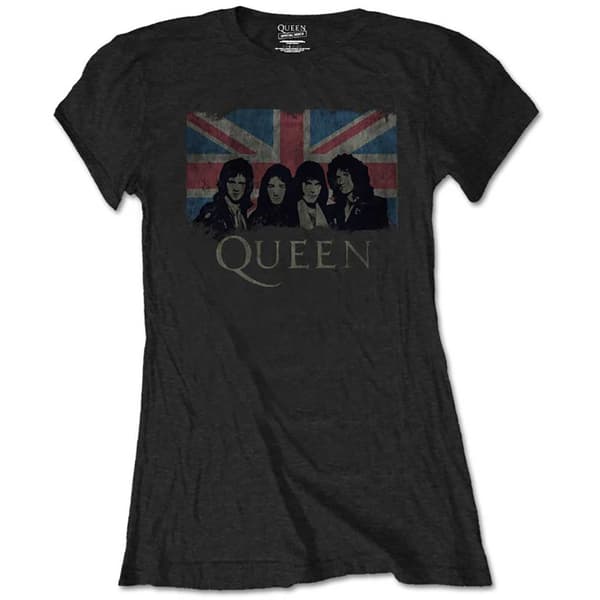 Queen Ladies T-Shirt: Union Jack Vintage (Retail Pack) (Small)