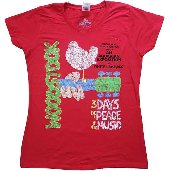 Woodstock Ladies T-Shirt: Vintage Classic Poster (Medium)