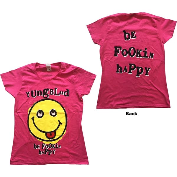 Yungblud Ladies T-Shirt: Raver Smile (Back Print) (X-Small)