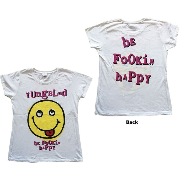 Yungblud Ladies T-Shirt: Raver Smile (Back Print) (Small)