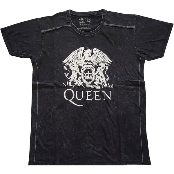 Queen Unisex Snow Wash T-Shirt: Classic Crest (Medium)