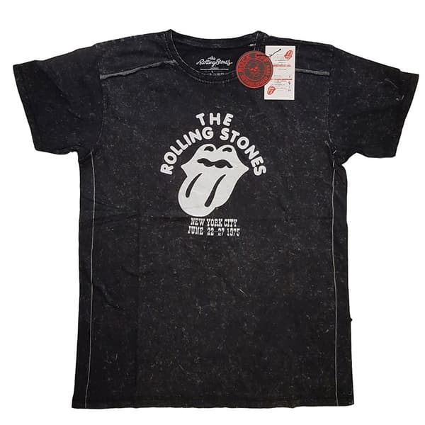 The Rolling Stones Unisex Snow Wash T-Shirt: NYC '75 (Medium)