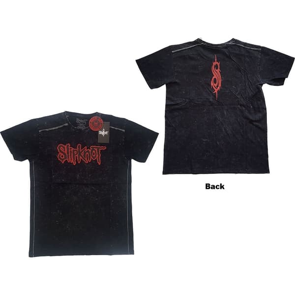 Slipknot Unisex Snow Wash T-Shirt: Logo (Back Print) (Small)