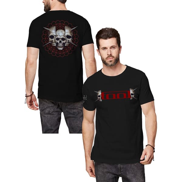 Tool Unisex T-Shirt: Skull Spikes (Back & Sleeve Print) (X-Large)