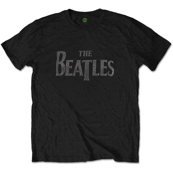 The Beatles Unisex Diamante T-Shirt: Drop T Logo (Large)