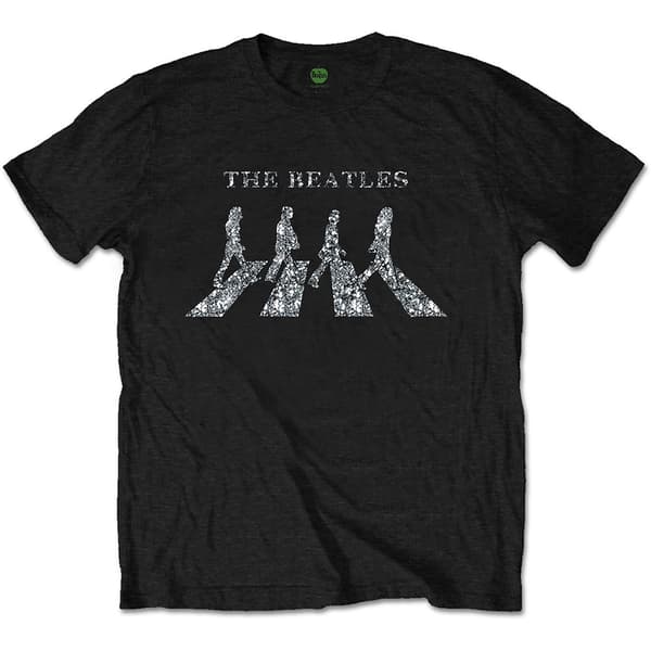 The Beatles Unisex Diamante T-Shirt: Crossing (Small)