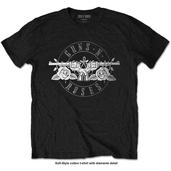 Guns N' Roses Unisex Diamante T-Shirt: Circle Logo (X-Large)