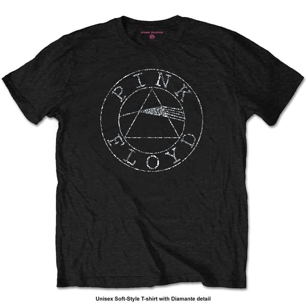 Pink Floyd Unisex Diamante T-Shirt: Circle Logo (Large)