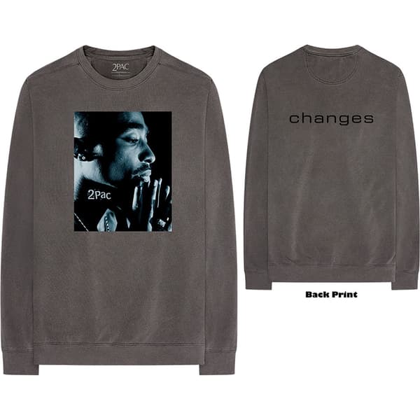 Tupac Unisex Long Sleeved T-Shirt: Changes Side Photo (Back Print) (X-Large)