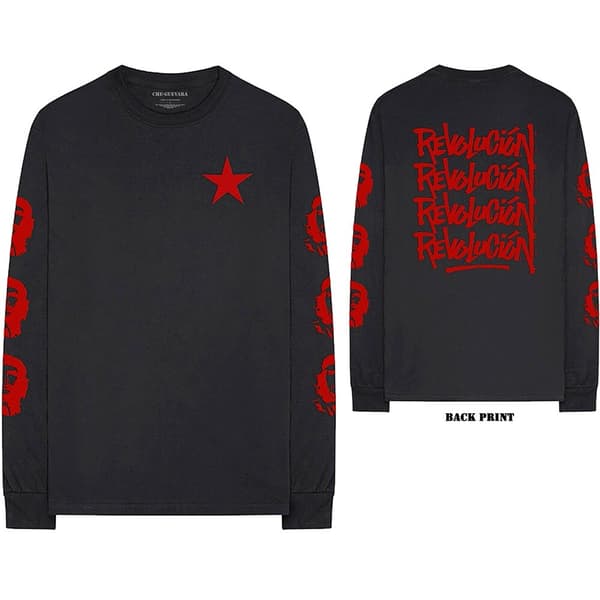 Che Guevara Unisex Long Sleeved T-Shirt: Revolution (Back & Sleeve Print) (Large)