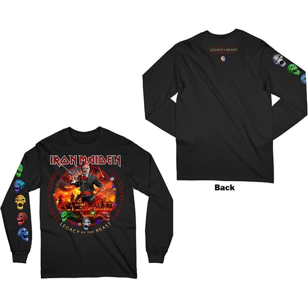 Iron Maiden Unisex Long Sleeved T-Shirt: Nights Of The Dead (Back & Sleeve Print) (Large)