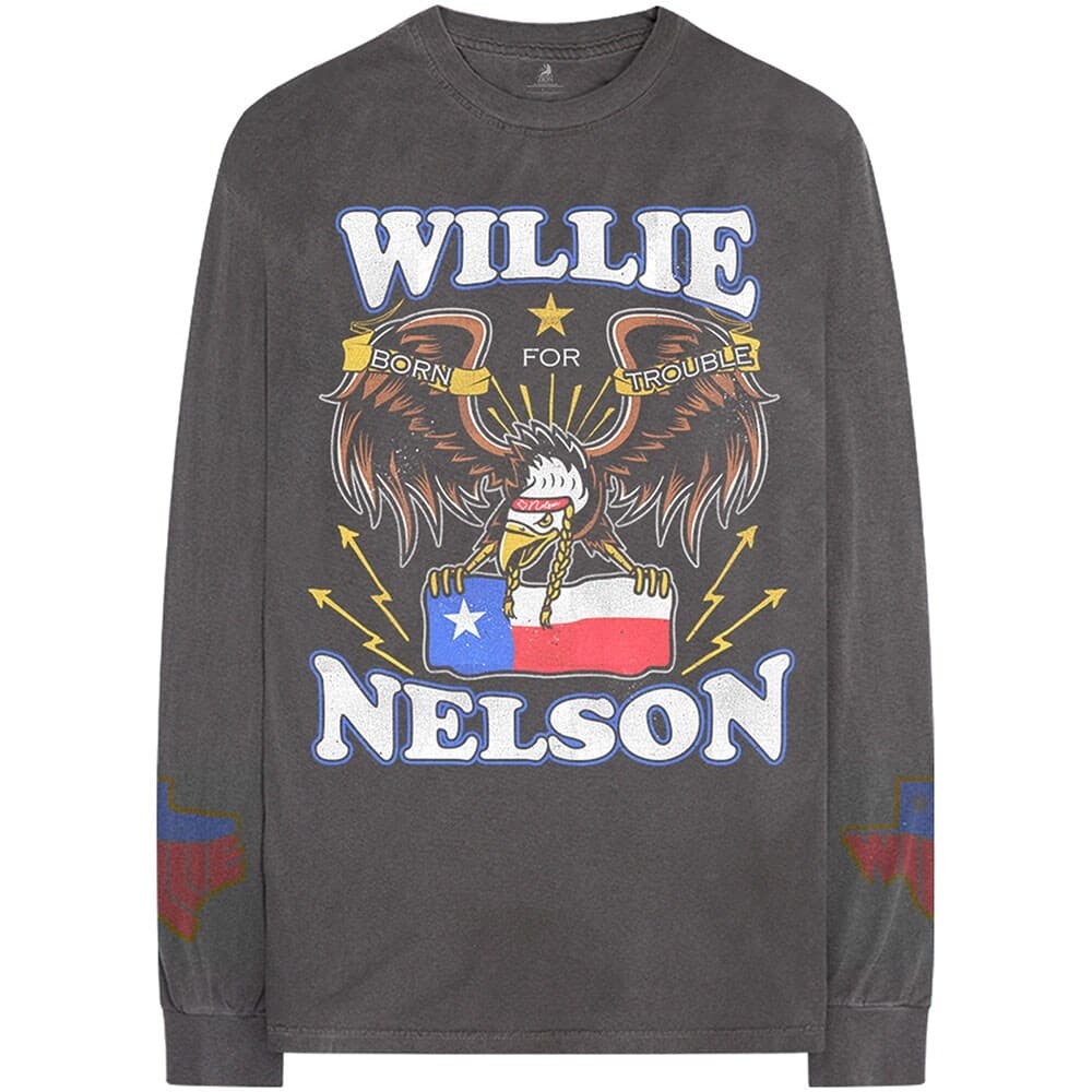 Willie Nelson Unisex Long Sleeved T-Shirt: Texan Pride (Sleeve Print) (Large)
