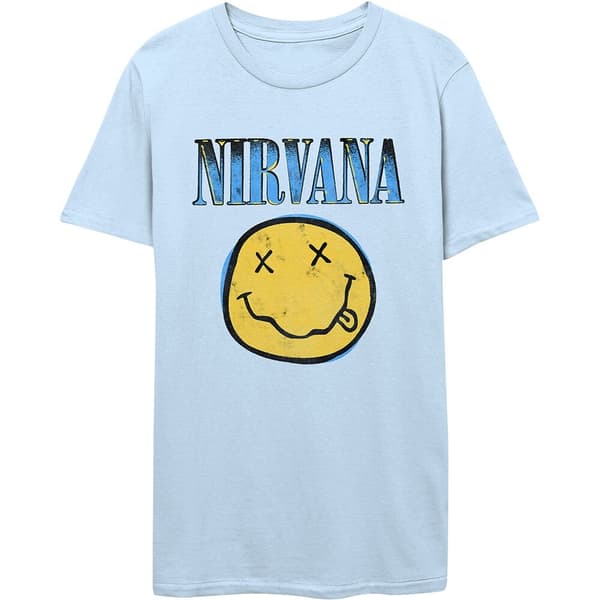 Nirvana Unisex T-Shirt: Xerox Smiley Blue (XX-Large)