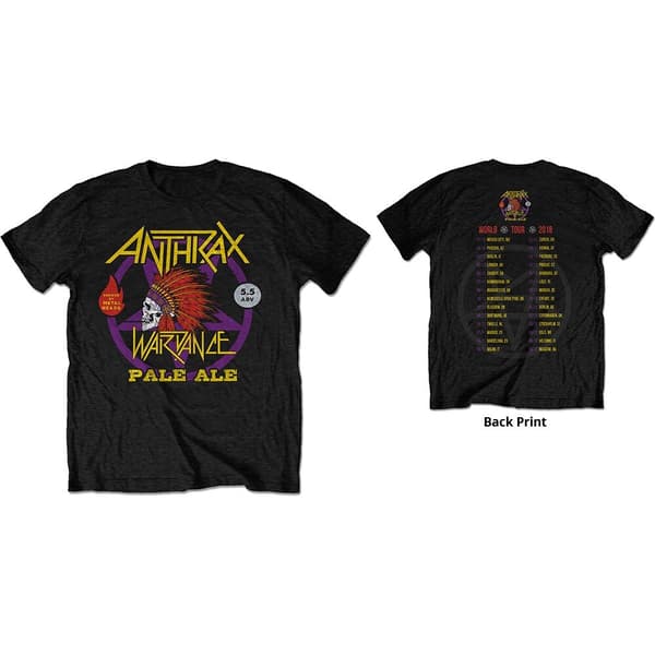 Anthrax Unisex T-Shirt: War Dance Paul Ale World Tour 2018 (Back Print/Ex Tour) (X-Large)