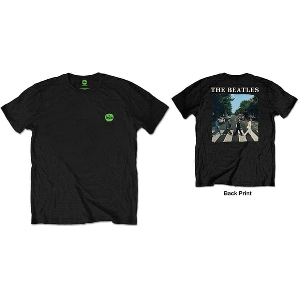 The Beatles Unisex T-Shirt: Abbey Road & Logo (Back Print/Retail Pack) (Medium)