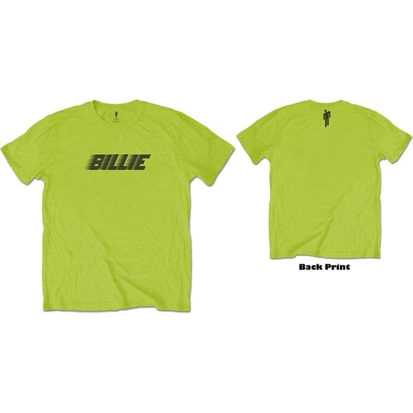 Billie Eilish Unisex T-Shirt: Racer Logo & Blohsh (Back Print) (Small)
