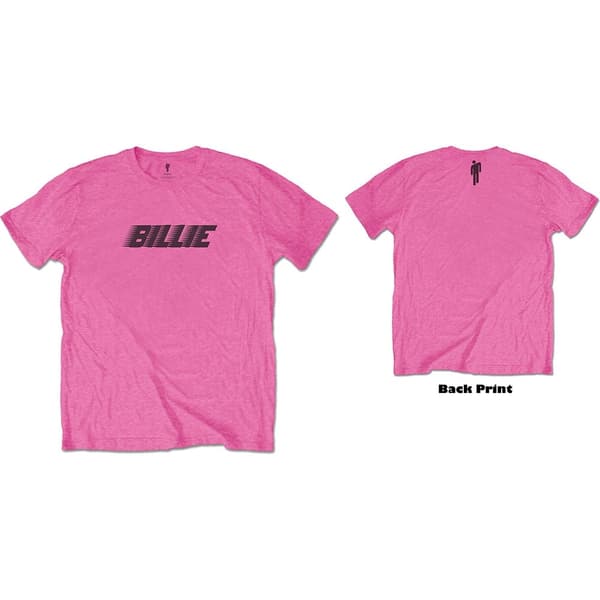 Billie Eilish Unisex T-Shirt: Racer Logo & Blohsh (Back Print) (Large)